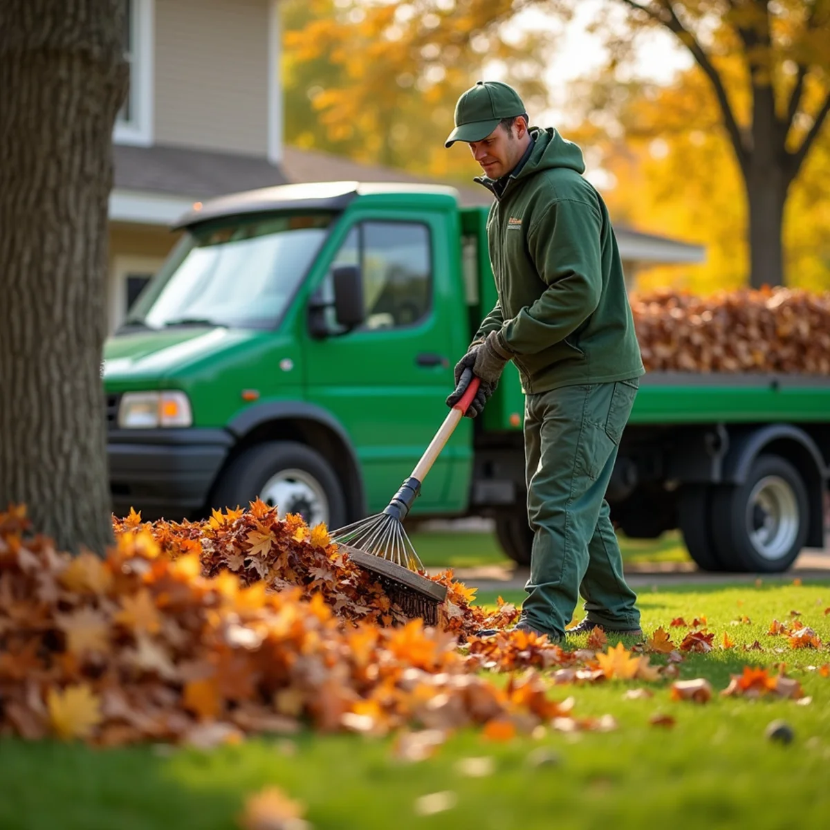 Autumn leaves covering a lawn in Allen County ready for fall cleanup