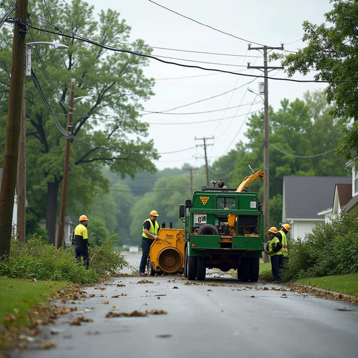 Downed trees and scattered branches across an Allen County yard after a severe storm