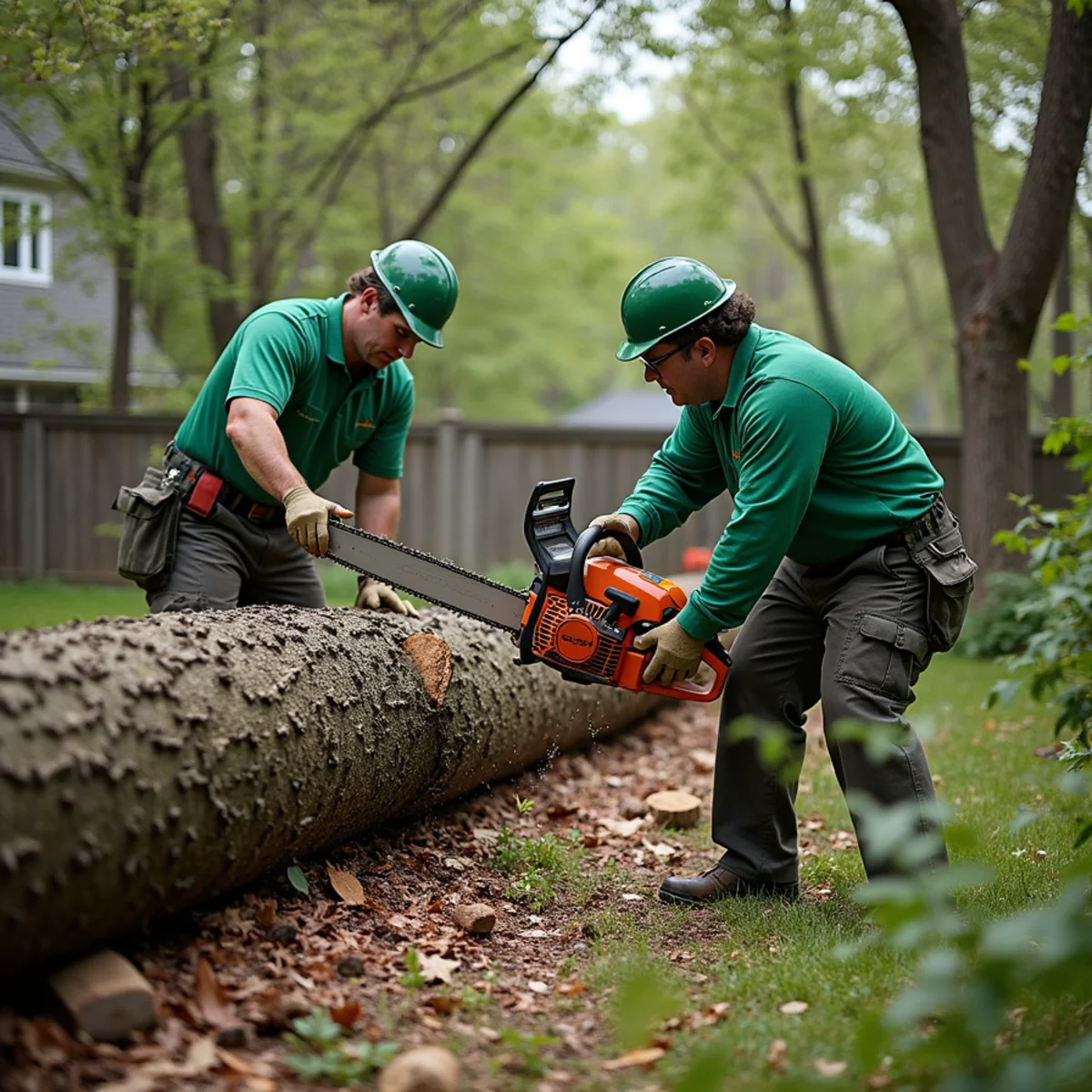 All About Tree & Turf crew performing fallen tree removal on a property in Fort Wayne, IN