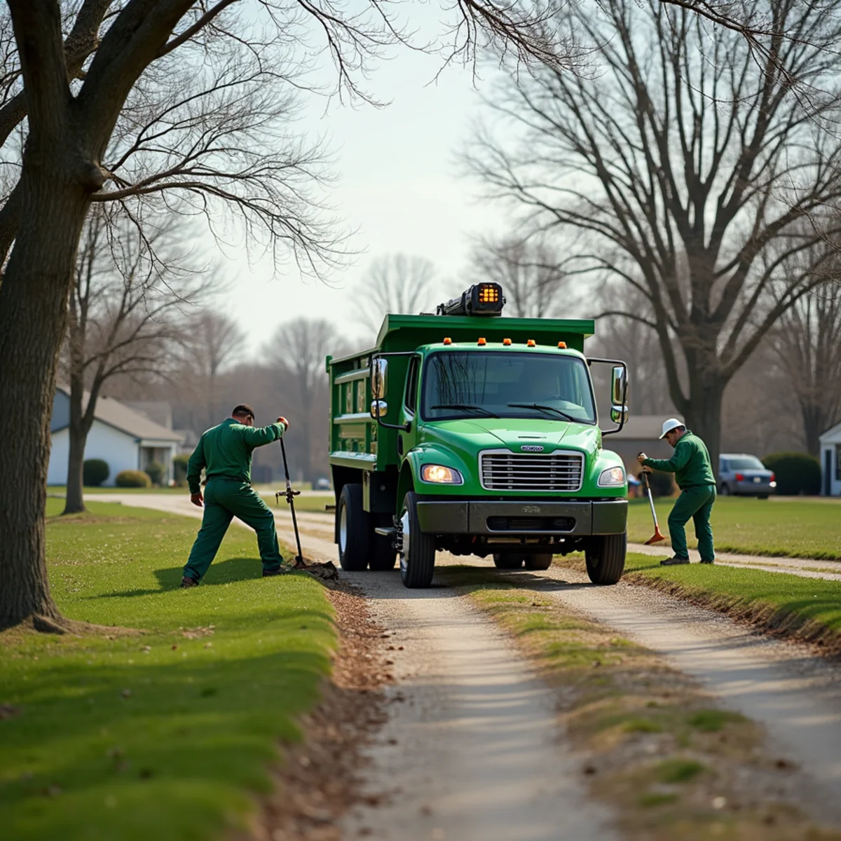 All About Tree & Turf crew plowing a long farm lane in Yoder, IN