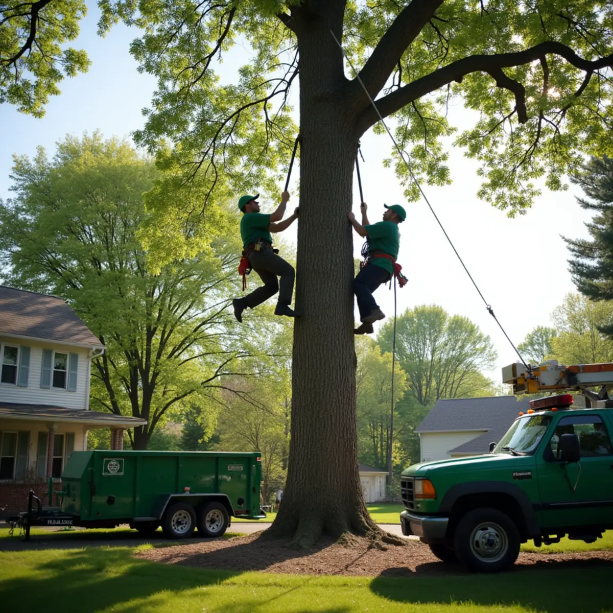 All About Tree & Turf crew performing tree removal on a property in Fort Wayne, IN